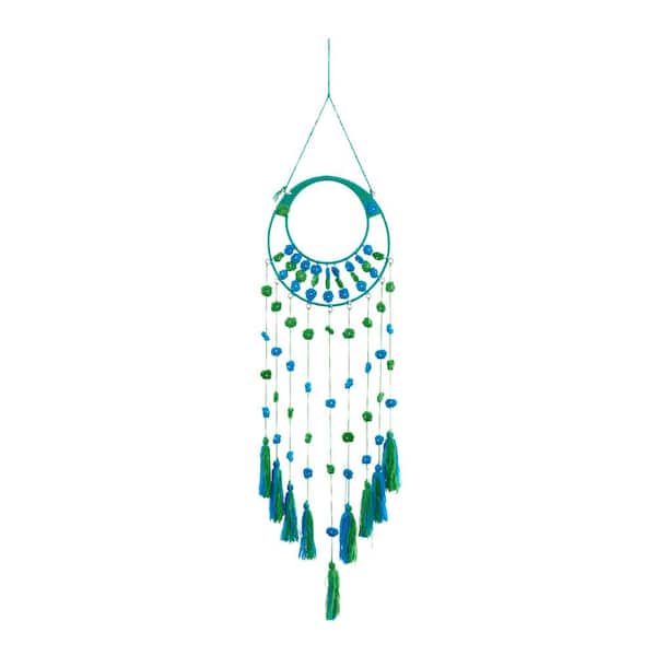 Litton Lane 16 in. x 55 in. Blue Metal Bohemian Wall Decor