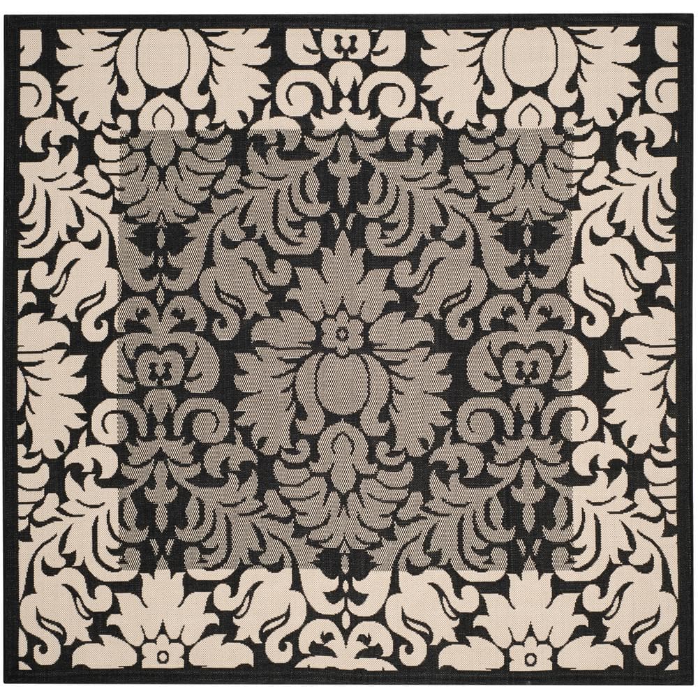 Courtyard Black/Sand 7 ft. x 7 ft. Square Floral Indoor/Outdoor Patio  Area Rug price history on PriceWatchPro