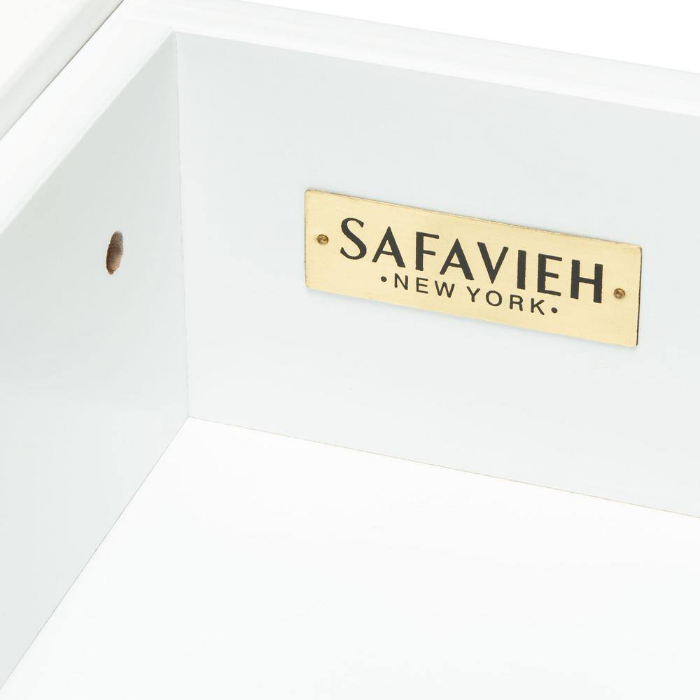 White Mahogany and Brass Hallway Table with Storage