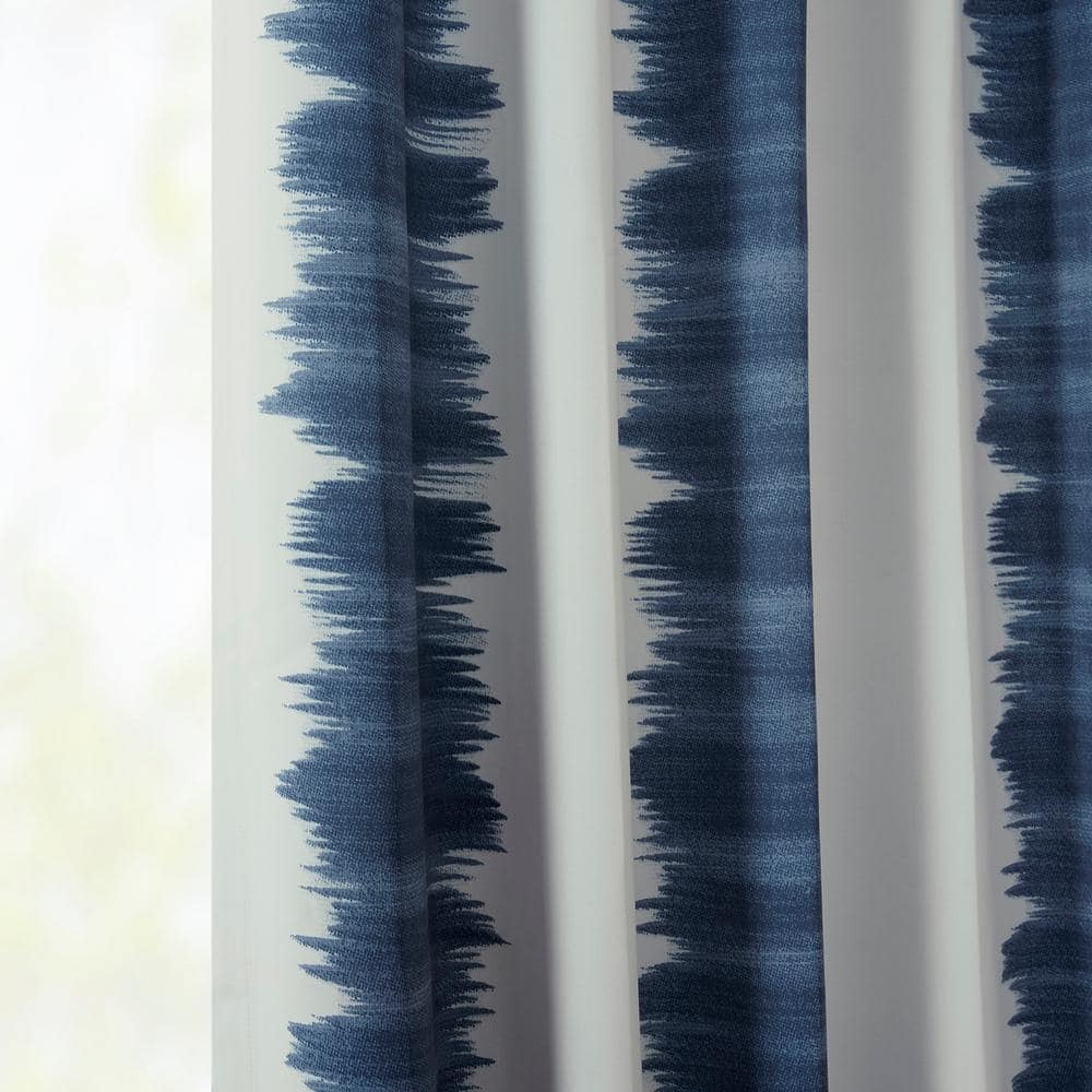 Flambe Blue Ikat Print Blackout Twin Curtains