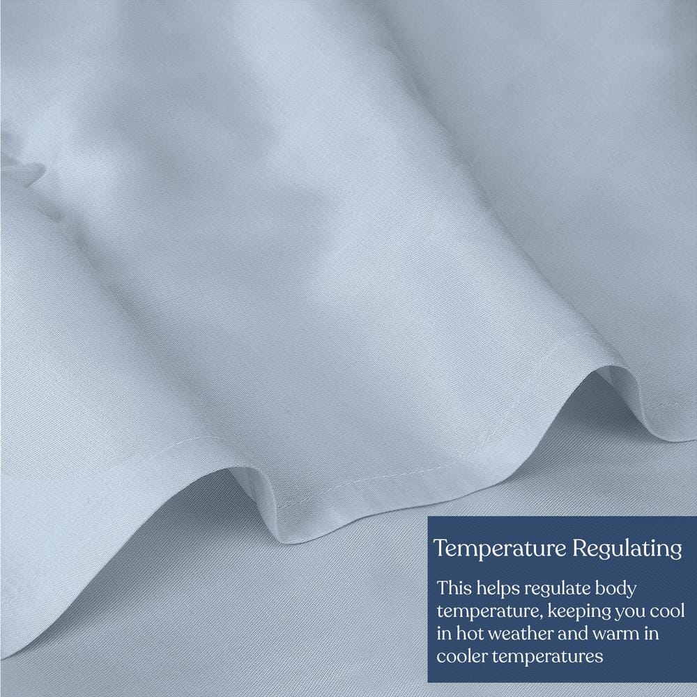 Light Blue Organic Cotton Full Sheet Set with Pillowcases