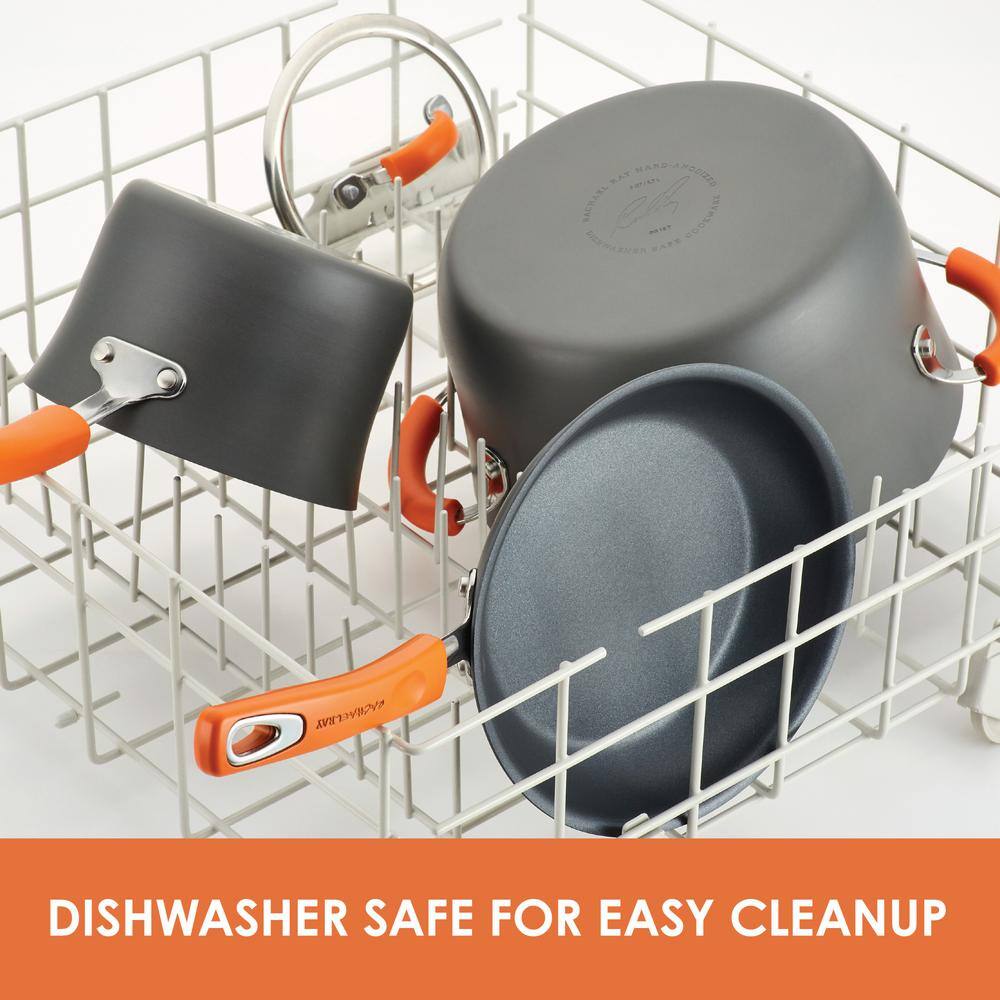 Gray and Orange 14-Piece Nonstick Aluminum Cookware Set