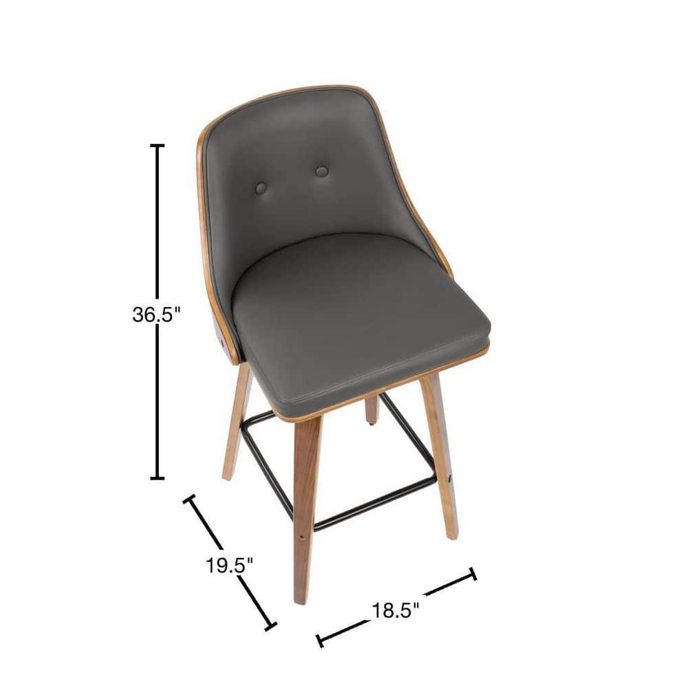 Gianna Gray and Walnut Swivel Counter Stools Set of 2