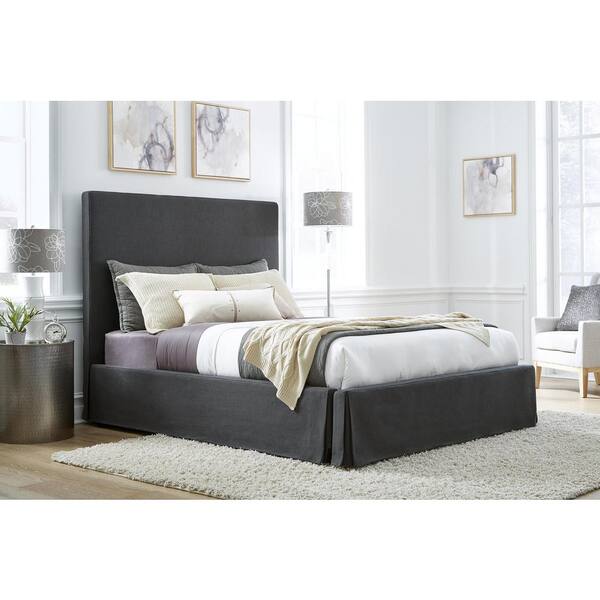 Modus Furniture Juliette Cheviot Gray Iron Linen Queen Platform Bed With Slipcover Style Base Cbb3h53 The Home Depot Modus Furniture Juliette Cheviot Gray, Queen Bed Slipcover