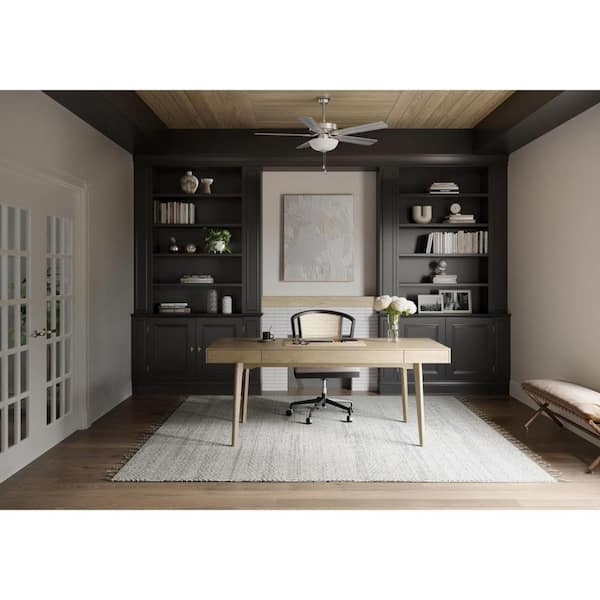 AirPro 52 in. Indoor Brushed Nickel Transitional Ceiling Fan with 3000K Light Bulbs Included with Remote for Living Room