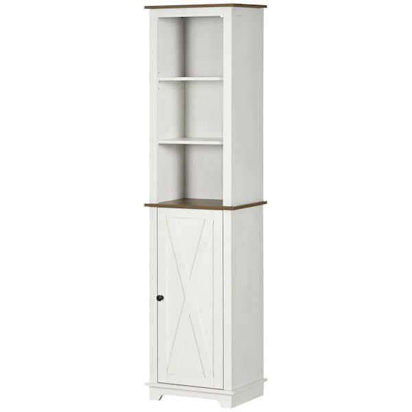 Tatayosi 15.5 in. W x 11.8 in. D x 63 in. H White Slim Bathroom Storage Cabinet, Wooden Freestanding Linen Tower
