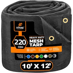 Heavy-Duty Mesh Tarp 10 ft. x 12 ft. Multi-Purpose Black Protective Cover with Air Flow