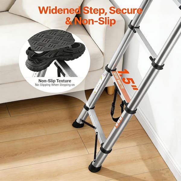 6.2 ft. Lightweight Steel Extension Ladder with Safety Lock, 330 lb. Load Capacity Type IA Duty Rating