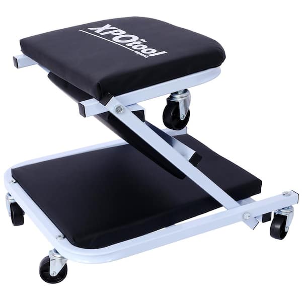 Tidoin 300 lb. Capacity 2 in 1 Gray Creeper Seat Mechanic Creeper Low Profile Creeper with 6 Wheels