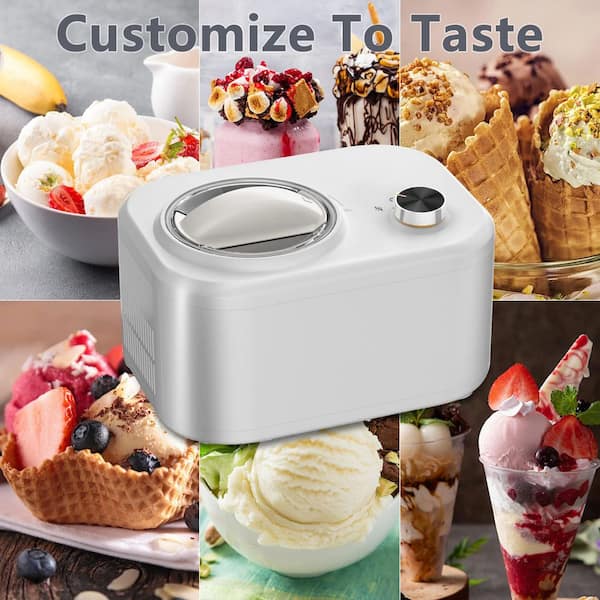 COWSAR 0. 8 qt. White Automatic Ice Cream Maker with