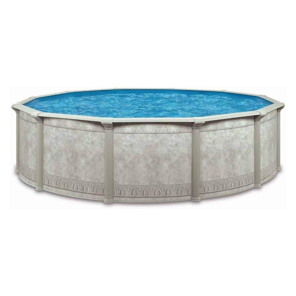 Khaki Venetian 15ft Round Above Ground Pool with Pump and Filter