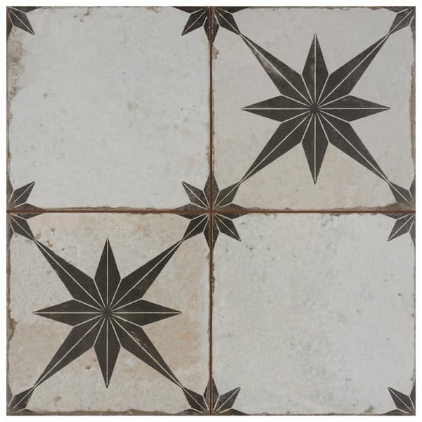Merola Tile Kings Star Ara Nero 17-5/8 in. x 17-5/8 in. Ceramic Floor and Wall Tile (10.95 sq. ft./Case)