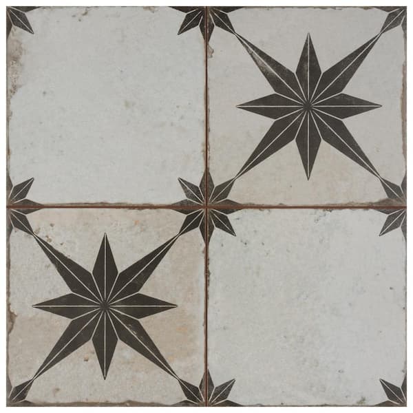Merola Tile Kings Star Ara Nero 9 in. x 9 in. Ceramic Floor and Wall Take Home Tile Sample