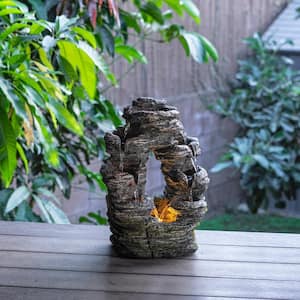 14 in. Tall Indoor Stone Look Oval Shaped Waterfall Tabletop Fountain