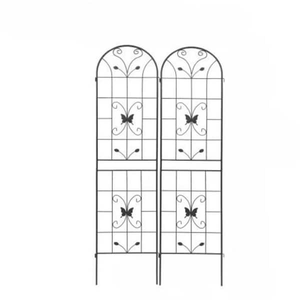 Unbranded 86 .7 in. Metal Garden Trellis for Climbing Plants Outdoor Flower Support in Black (Set of 2