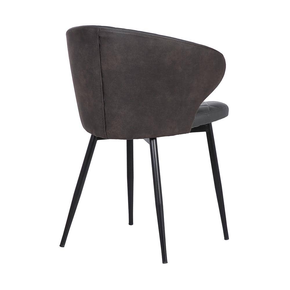 Gray Faux Leather Upholstered Arm Chair with Metal Frame