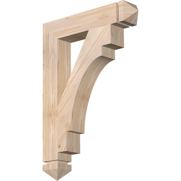 Ekena Millwork 3.5 in. x 28 in. x 20 in. Douglas Fir Merced Arts and Crafts Smooth Bracket