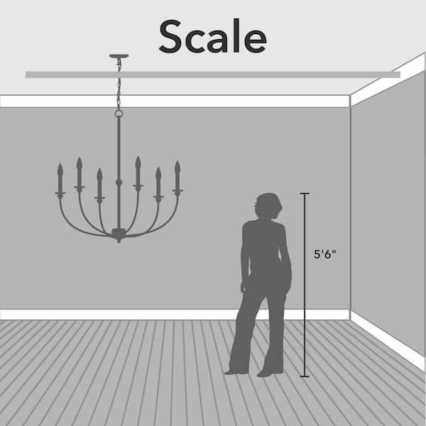 Hunter - Southcrest 6 Light Luxe Gold Candle Chandelier for Dining Room with No Bulbs Included