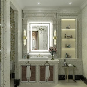 20 in. W x 28 in. H Rectangular Frameless Front & Back LED Lighted Anti-Fog Tempered Glass Wall Bathroom Vanity Mirror
