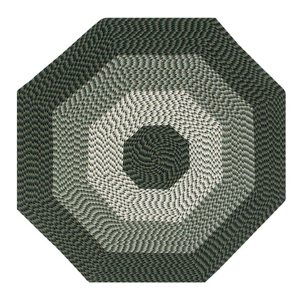 Better Trends Alpine Braid Collection Hunter Stripe 48" x 48" 100% Polypropylene Reversible Indoor Area Rug