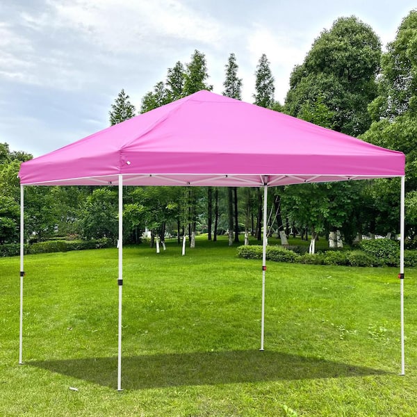 Huluwat 10 ft. x 10 ft. Instant Canopy-Pop Up Tent in Pink YH-F-OV
