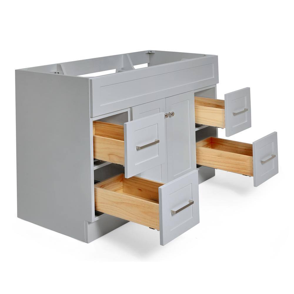 Hamlet 42-Inch Grey Freestanding Bathroom Vanity Cabinet with Brushed Nickel Hardware