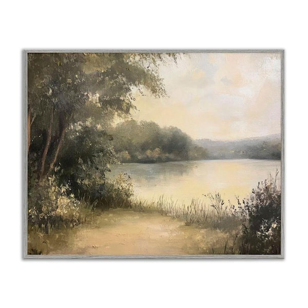 Framed Vintage Wildflower Landscape Canvas Wall Art Decor, 16 in