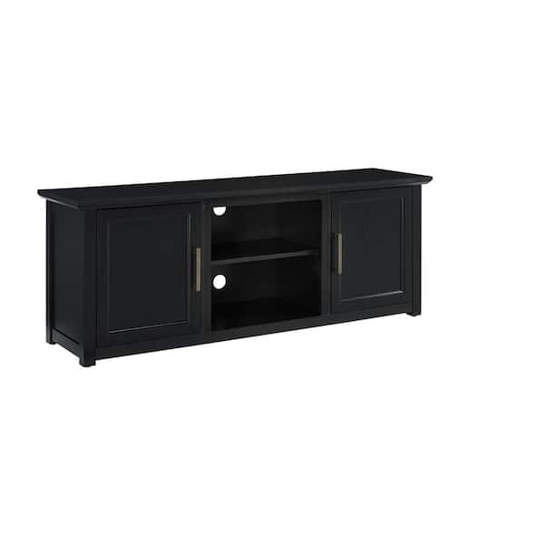 CROSLEY FURNITURE Camden 58 in. Black Low Profile TV Stand Fits 60 in. TV with Cable Management