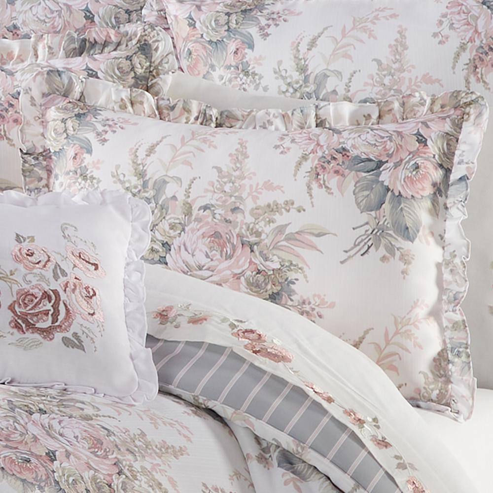 Estelle Blush Floral King Bedspread Set with Frills