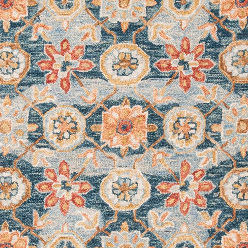 Aspen 5' Square Gray and Navy Hand-Tufted Wool Area Rug
