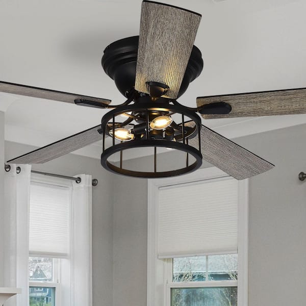 Ableton Hugger 52 in. Black Indoor Ceiling Fan with Remote Control and Light Kit Included