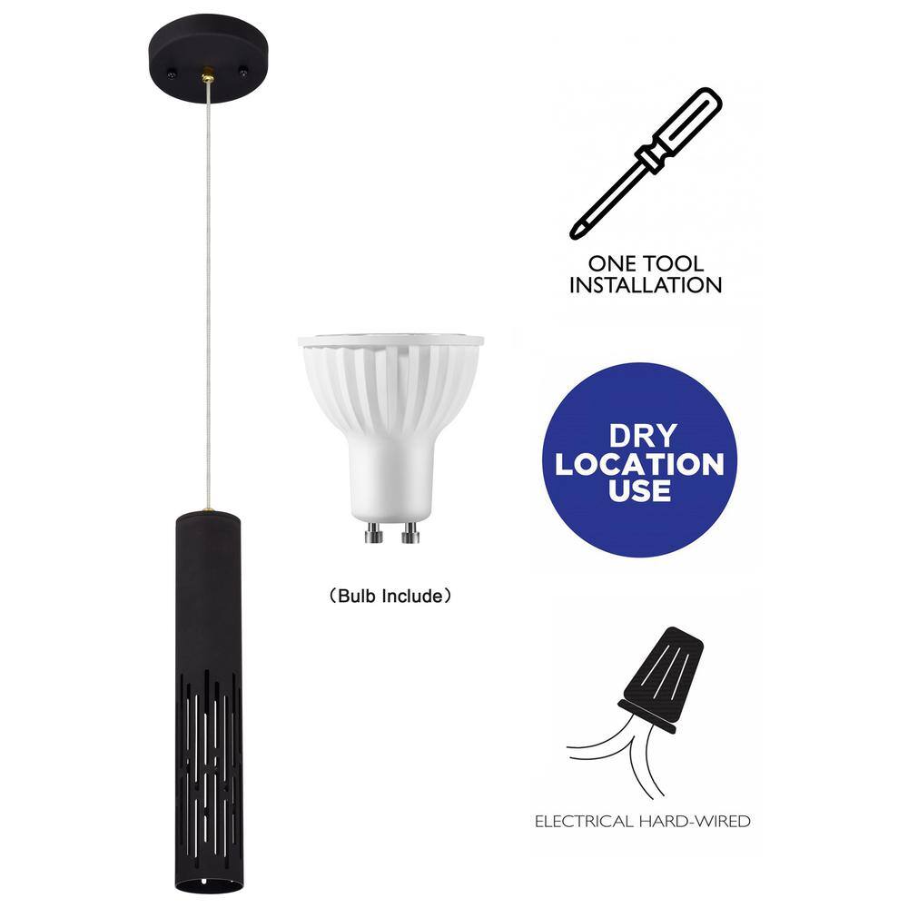 Matte Black Mini LED Cylinder Pendant Light
