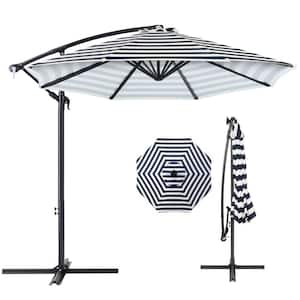 10 ft. Cantilever Tilt Patio Umbrella in Navy Stripe