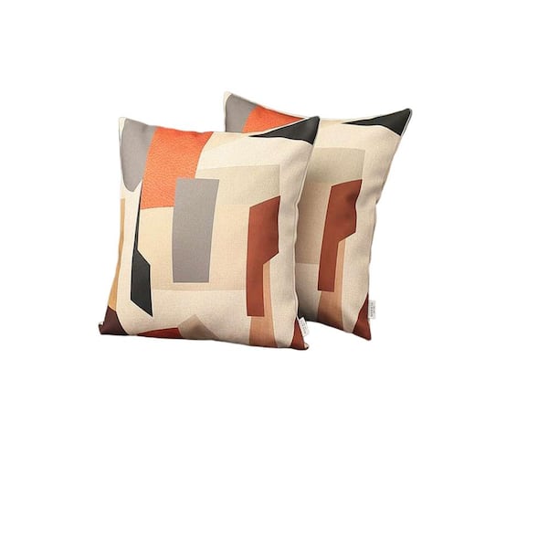 HomeRoots Jordan Multicolored Geometric 18 in. X 18 in. Throw Pillow Cover Set of 2