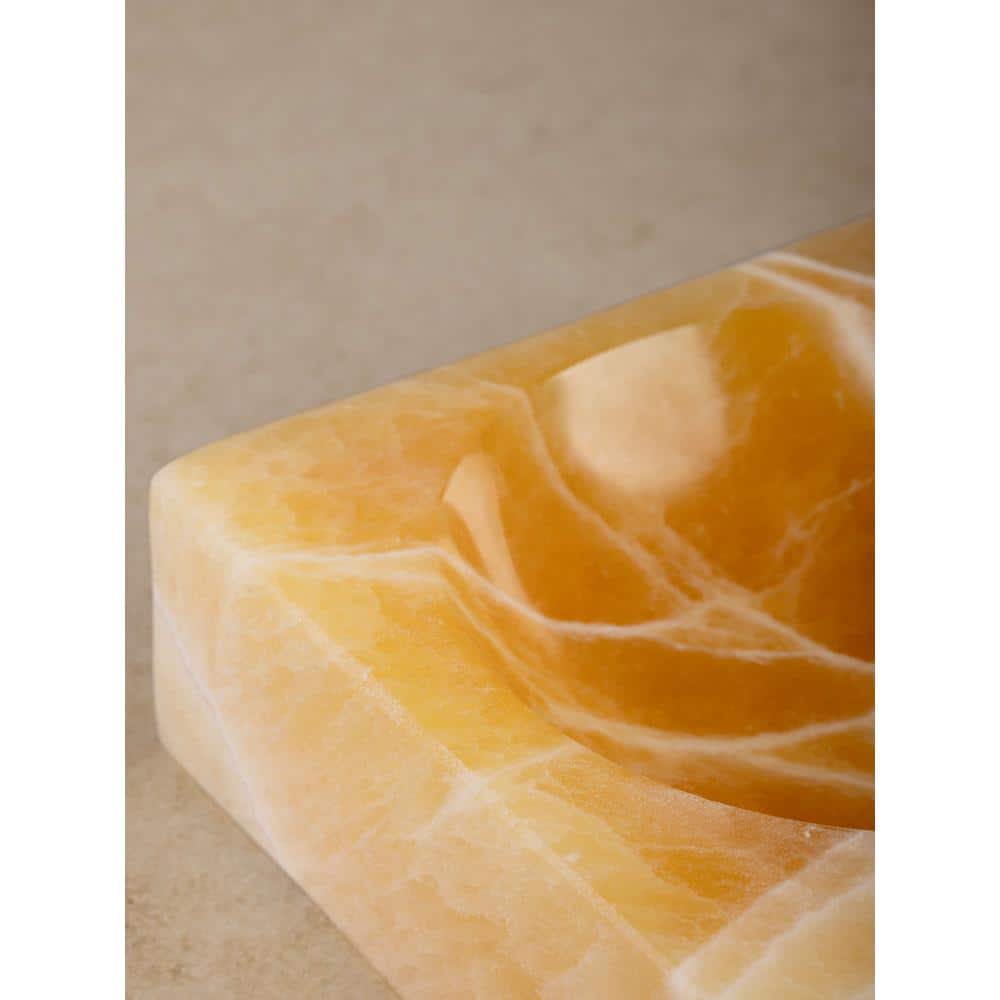 Small Handcrafted Orange Onyx Decorative Bowl