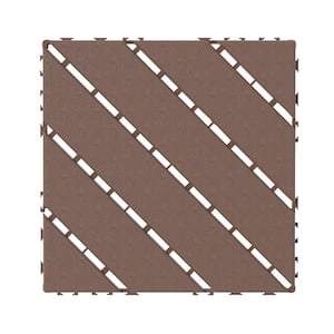 44 Pieces All Weather Outdoor Deck Brown Plastic Patio Tiles, 12 in. x 12 in.