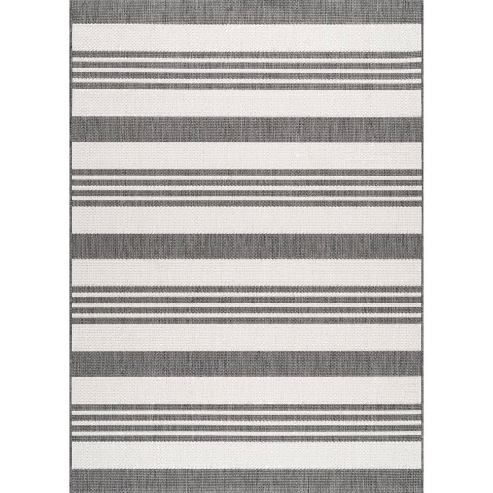 Beige and Brown 6' x 9' Stripe Synthetic Area Rug