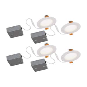 Slim Disk Stak 4 in. 3000K New Construction or Remodel IC Rated Recessed Integrated LED Kit (4-Pack)