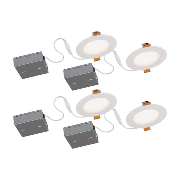 BAZZ Slim Disk Stak 4 in. 3000K New Construction or Remodel IC Rated Recessed Integrated LED Kit (4-Pack)