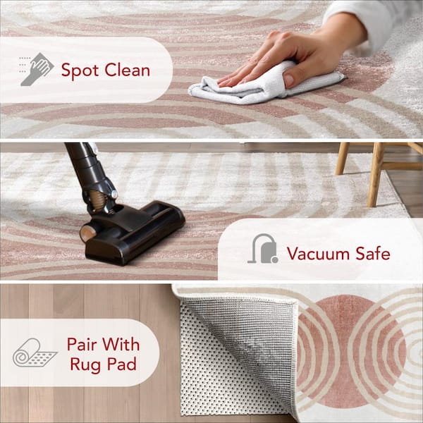 Shandra Abstract Sky Area Rug Blush 2 ft. 6 in. x 10 ft. Runner Rug