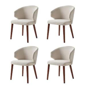 Nuria Linen Upholstered Dining Chair with Wing Back and Solid Wood Tapered Legs Set of 4