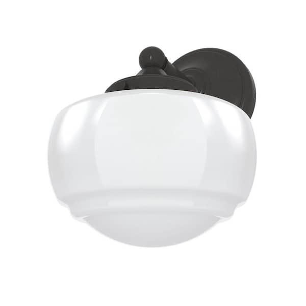 Saddle Creek 1-Light Noble Bronze Wall Sconce with Cased White Glass Shade