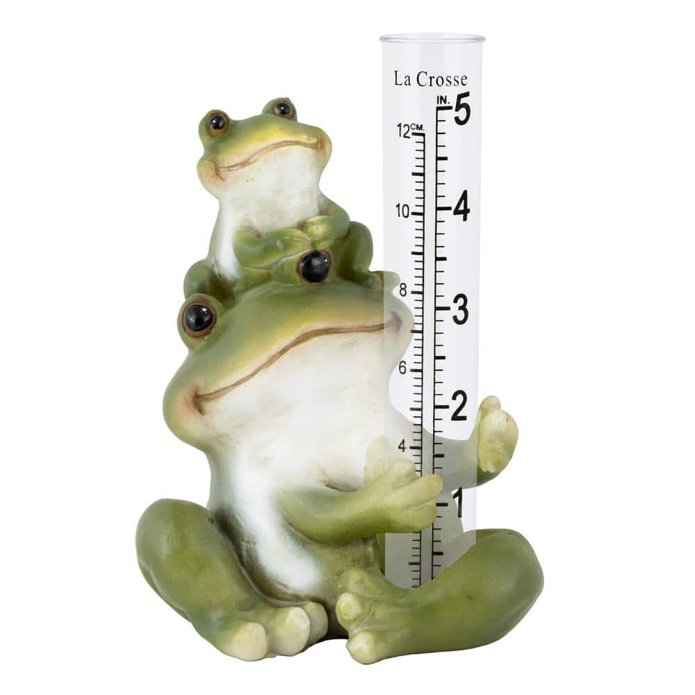 La Crosse Technology 5 in. Tablestanding Polyresin Frog Rain Gauge