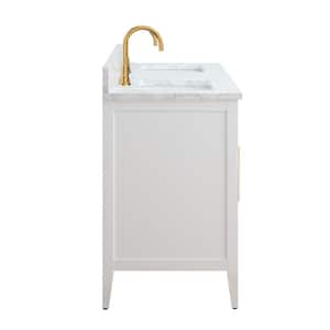 72 in. W x 22 in. D x 34 in. H Double Sink Bathroom Vanity Cabinet in White with Engineered Marble Top
