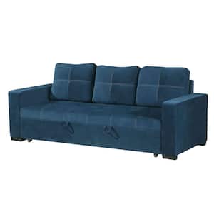 Simple Relax 85 in. Square Arm 3-Seater Convertible Sofa in Navy