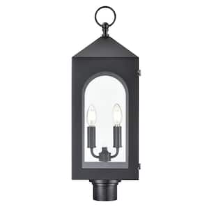 Bratton 2-Light 1-Light Black Steel Line Voltage Outdoor Weather Resistant Post Light with Clear Glass No Bulb Included