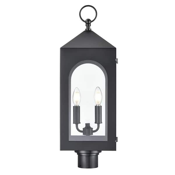 Millennium Lighting Bratton 2-Light 1-Light Black Steel Line Voltage Outdoor Weather Resistant Post Light with Clear Glass No Bulb Included