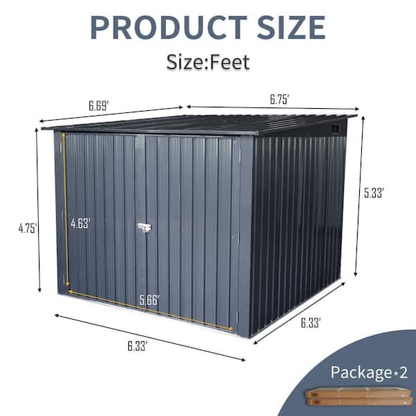 VAMOP Outdoor Steel Storage Shed for Bicycle with Slope Roof and 4