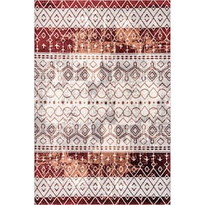 Audrey Machine Washable Red 8 ft. x 10 ft. Moroccan Area Rug