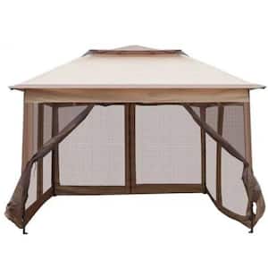 Gazebo 10 ft. x 10 ft. Beige Pop-Up Canopy with Mesh Sidewall and Height Adjustable Outdoor Party Tent